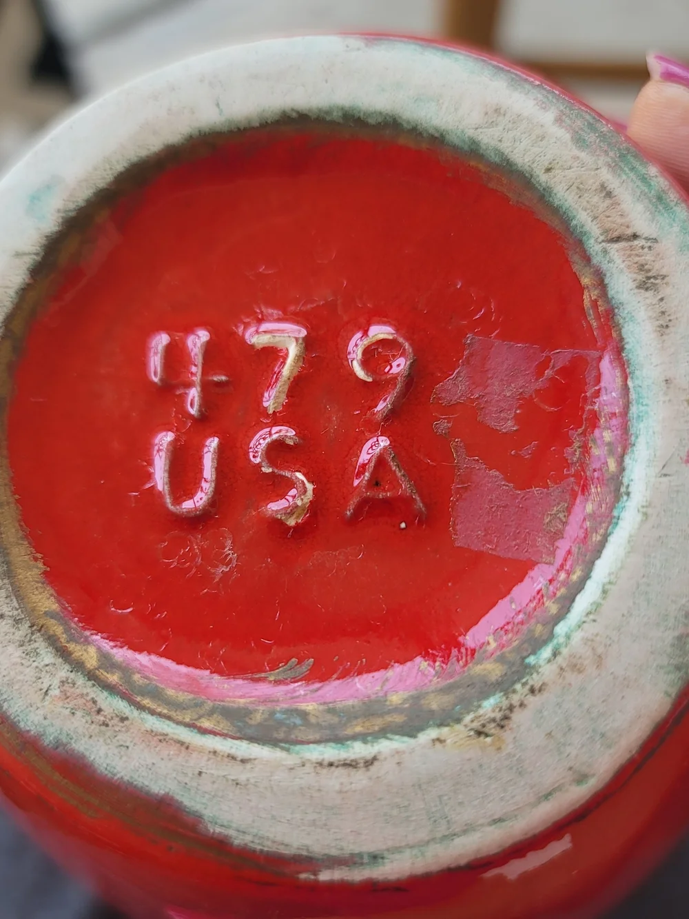 Vintage MCM Poppy Red California 479 USA Bulbous Vase